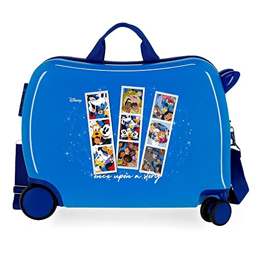 Disney 100 Once Upon a Story Blauer Kinderkoffer, 50 x 38 x 20 cm, starres ABS, seitliches Zahlenschloss, 34 l, 1,8 kg, 2 Rollen, Handgepäck von Disney