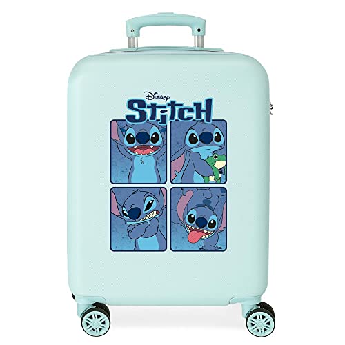 Disney Adorable Stitch Moods Türkisfarbener Kabinenkoffer 38 x 55 x 20 cm, starres ABS, seitliches Zahlenschloss, 35 l, 2 kg, 4 Doppelrollen, Handgepäck von Disney