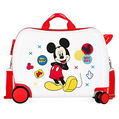 Disney Mickey Enjoy the Day Kinder-Koffer Weiß 50x38x20 cms Hartschalen ABS Kombinationsschloss 34L 2,1Kgs 4 Räder Handgepäck von Disney