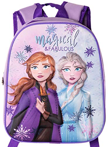 Disney Frozen 2 Rucksack mit 3D-Bild Elsa und Anna für Schule, Kindergarten, Reisen, extra großes 3D-Bild, violett (Violett) - ET2536 von Disney