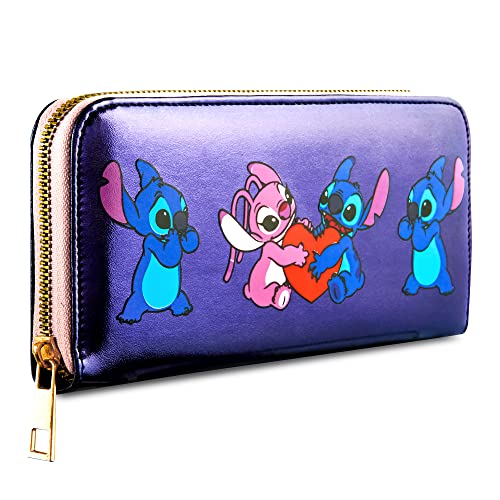 Disney Geldbörse Damen Stitch Portemonnaie Mädchen und Teenager Geldbeutel Damen (Metallisches Blau) von Disney