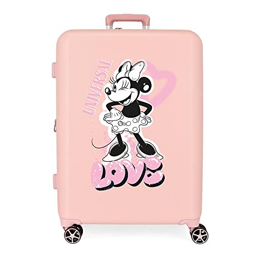 Disney Minnie Heart Mittelgroßer Koffer, Nude, 48 x 70 x 26 cm, starres ABS, integrierter TSA-Verschluss, 88 l, 3,98 kg, 4 Doppelräder von Disney