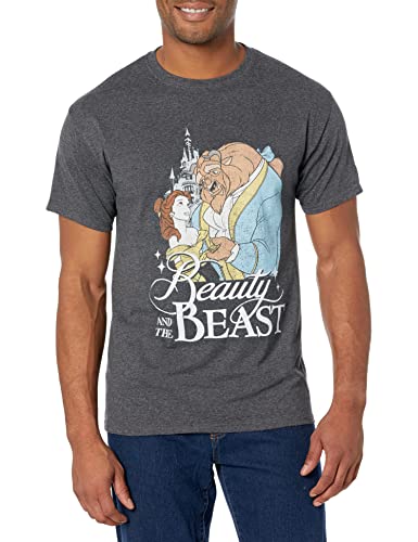 Disney Herren Beauty And The Beast Poster Logo Graphic T-shirt, Charcoal Heather, 3XL von Disney