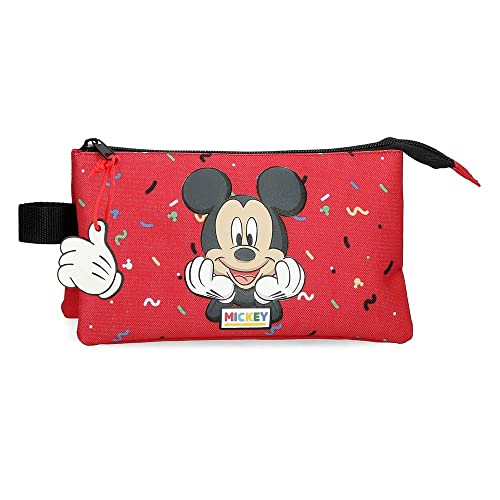 Disney It´s a Mickey Thing Federmäppchen mit drei Fächern, Rot, 22 x 12 x 5 cm, Polyester von Disney