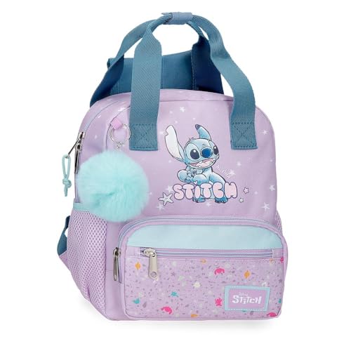 Disney Joumma Lovely Stitch Schulrucksack, anpassbar, Trolley, Violett, 23 x 28 x 10 cm, Polyester, 6,44 l von Disney