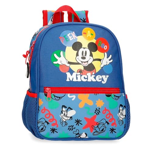 Joumma Disney Mickey Peek a Boo Vorschulrucksack, Blau, 23 x 28 x 10 cm, Polyester, 6,44 l, blau, Vorschulrucksack von Disney