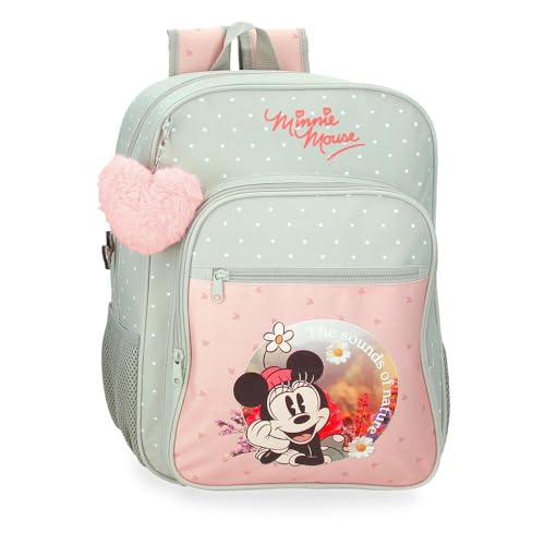 Disney Joumma Schulrucksack, Motiv: Minnie, wild natur, anpassbar an Trolley, Grün, 30 x 38 x 12 cm, Polyester, 13,68 l, grün, Schulrucksack, anpassbar an Trolley von Disney