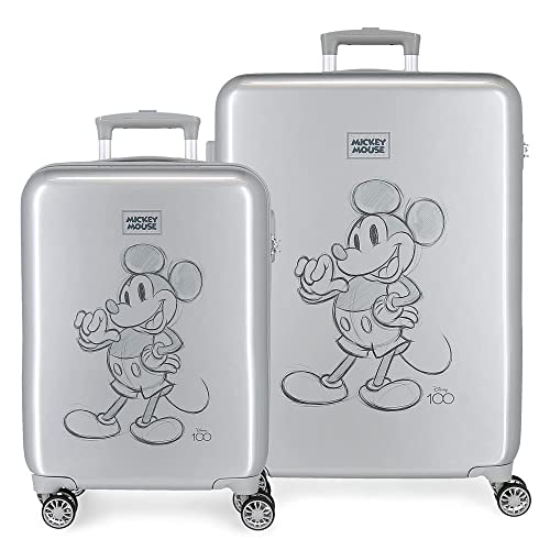Disney Mickey 100 Kofferset Grau 55/68 cm Starres ABS Seitenkombinationsschloss 104L 6 kg 4 Doppelrollen Handgepäck von Disney