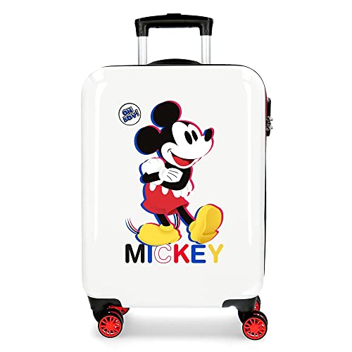 Disney Mickey 3D Kabinenkoffer Weiß 38x55x20 cm Starres ABS Seitliches Zahlenschloss 34L 2 kg 4 Doppelrollen Handgepäck von Disney