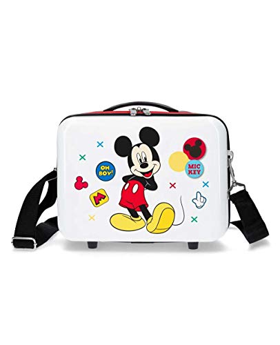Disney Mickey Enjoy The Day Kulturbeutel, anpassbar, Weiß, 29 x 21 x 15 cm, Hart-ABS, 9,14 l, 0,84 kg, bunt, Única, Anpassbare Kulturtasche von Disney