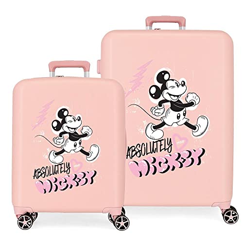 Disney Mickey Friendly Nude Kofferset, 55/70 cm, starres ABS, integrierter TSA-Verschluss, 88 l, 6,8 kg, 4 Doppelrollen, Handgepäck von Disney