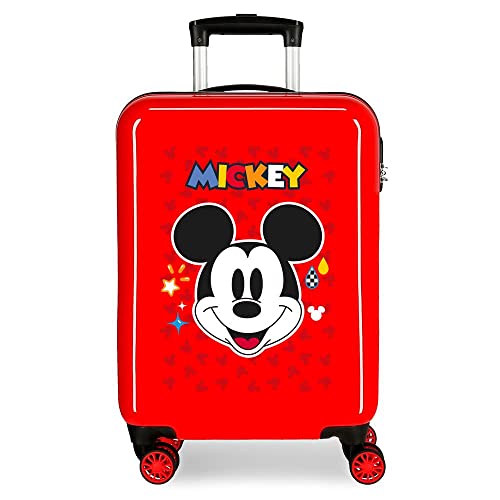 Disney Mickey Get Moving Cockpit-Koffer, Rot, 38 x 55 x 20 cm, ABS-Kombinationsverschluss, 34 l, 2 kg, 4 Doppelrollen, Handgepäck, rot, kabinenkoffer von Disney