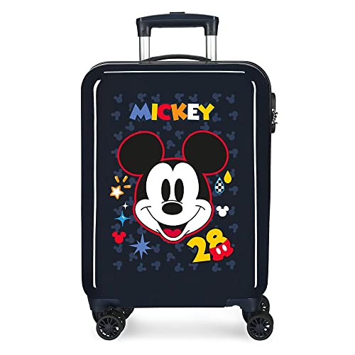 Disney Mickey Get Moving Kabinenkoffer, Blau, 38 x 55 x 20 cm, starre ABS-Kombinationsverschluss, 34 l, 2 kg, 4 Räder, Handgepäck, blau, kabinenkoffer von Disney