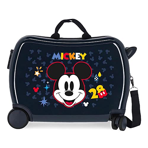 Disney Mickey Get Moving Koffer für Kinder, Blau, 50 x 39 x 20 cm, robust, ABS-Kombinationsverschluss, 34 l, 1,8 kg, 4 Räder, Handgepäck, blau, kinderkoffer von Disney