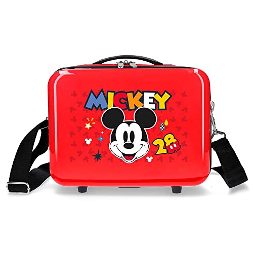 Disney Mickey Get Moving Kulturbeutel, anpassbar, mit Umhängetasche, Rot, 29 x 21 x 15 cm, ABS, 9,14 l, 0,6 kg, rot, Anpassbare Kulturtasche mit Umhängetasche von Disney