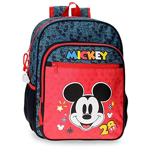 Disney Mickey Get Moving Schulrucksack, anpassbar, mehrfarbig, 30 x 38 x 12 cm, Polyester, 13,68 l, bunt, Schulrucksack, anpassbar an den Trolley von Disney