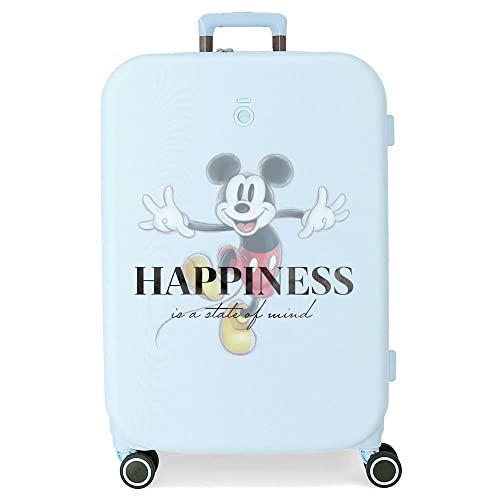 Disney Mickey Happiness Mittelgroßer Koffer Blau 48x70x28 cm Starres ABS Integrierter TSA-Verschluss 79L 4,32 kg 4 Doppelrollen von Disney