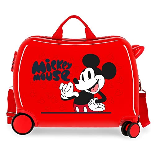Disney Mickey Mouse Fashion Kinderkoffer, Rot, 50 x 39 x 20 cm, starre ABS-Kombinationsverschluss, 34 l, 1,8 kg, 4 Räder, Handgepäck, rot, kinderkoffer von Disney