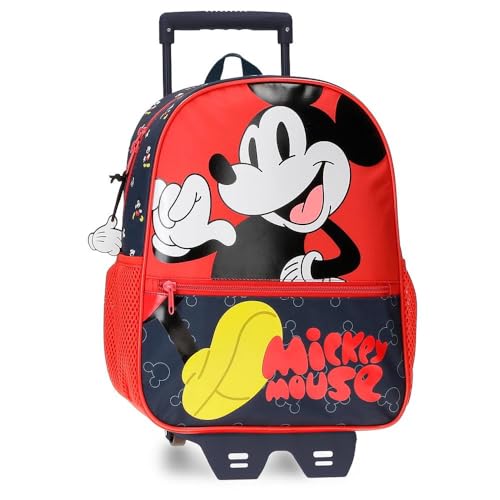 Disney Mickey Mouse Fashion Schulrucksack mit Wagen, mehrfarbig, 27 x 33 x 11 cm, Mikrofaser 9,8 l, bunt, Schulrucksack mit Trolley von Disney