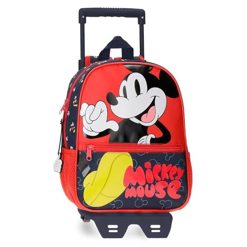 Disney Mickey Mouse Fashion Vorschulrucksack mit Wagen, mehrfarbig, 23 x 28 x 10 cm, Mikrofaser, 6,44 l, bunt, Vorschulrucksack mit Trolley von Disney