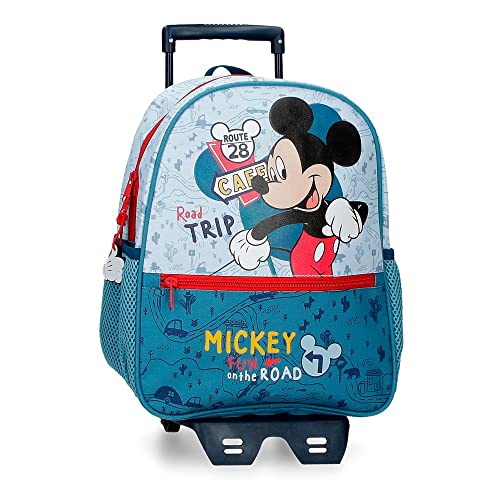 Disney Mickey Road Trip Schulrucksack mit blauem Auto 27x33x11 cm Polyester 9,8L von Disney