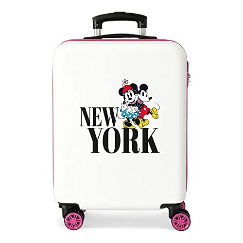 Disney Mickey & Minnie Reise nach New York Kabinenkoffer Weiß 38x55x20 cm Starres ABS Seitlicher Kombinationsverschluss 35L 2 kg 4 Doppelrollen Handgepäck von Disney