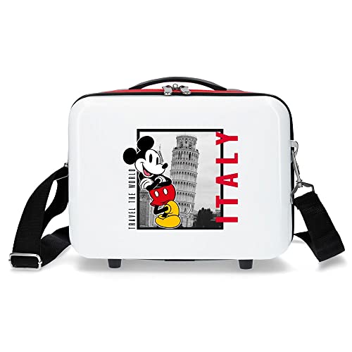 Disney Mickey und Minnie Travel the World Italy Kulturbeutel, anpassungsfähig, weiß, 29 x 21 x 15 cm, starres ABS, 9,14 l, 0,8 kg von Disney