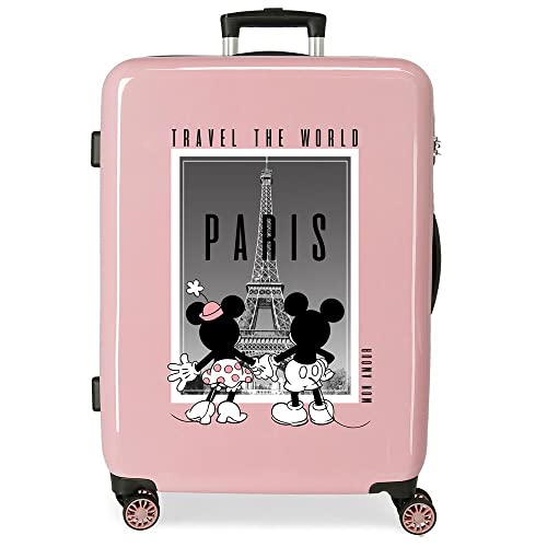 Disney Mickey und Minnie Travel the World Paris Mittelgroßer Koffer Nude 48x68x26 cm Starres ABS Seitlicher Kombinationsverschluss 70L 3 kg 4 Doppelrollen von Disney