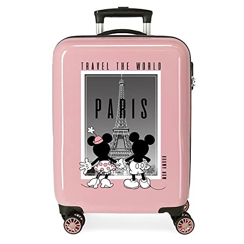 Disney Mickey und Minnie Travel the World Paris Nude Kabinenkoffer 38x55x20 cm Starres ABS Seitliches Zahlenschloss 34L 2 kg 4 Doppelrollen Handgepäck von Disney