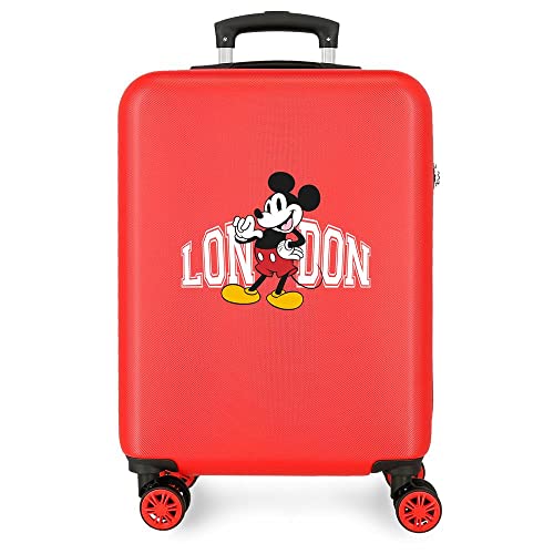 Disney Mickey & Minnie Reise-nach-London-Kabinenkoffer, Rot, 38 x 55 x 20 cm, starres ABS, seitliches Zahlenschloss, 35 l, 2 kg, 4 Doppelrollen, Handgepäck von Disney