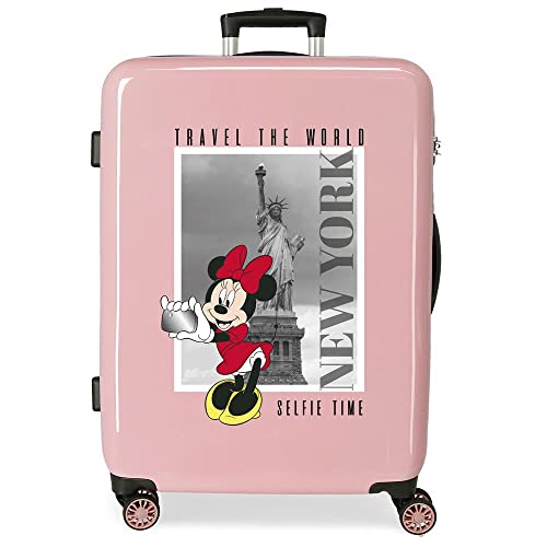 Disney Mickey und Minnie bereisen die Welt New York Mittelgroßer Koffer Nude 48x68x26 cm Starres ABS Seitlicher Kombinationsverschluss 70L 3 kg 4 Doppelräder von Disney