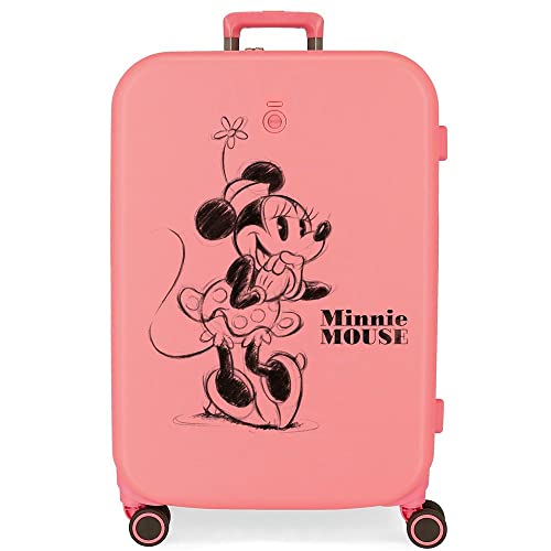 Disney Minnie Happiness Medium Pink Koffer 48x70x28 cm Starres ABS Integriertes TSA-Schloss 79L 4,32 kg 4 Doppelrollen von Disney