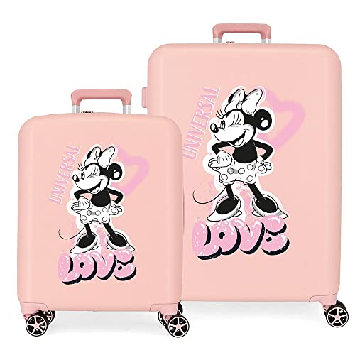 Disney Minnie Heart Nude Koffer-Set, 55/70 cm, starres ABS, integrierter TSA-Verschluss, 88 l, 6,8 kg, 4 Doppelrollen, Handgepäck von Disney