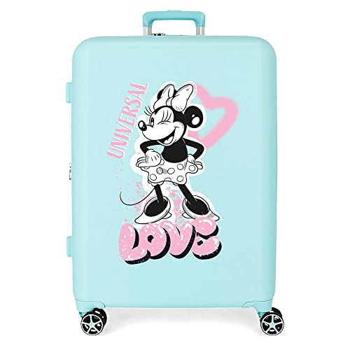 Disney Minnie Heart Türkis mittlerer Koffer 48x70x26 cm Starres ABS Integrierter TSA-Verschluss 88L 3,98 kg 4 Doppelräder von Disney