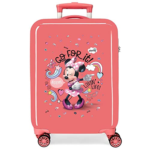 Disney Minnie Lovin Life Kabinenkoffer, Rosa, 38 x 55 x 20 cm, ABS-Kombinationsverschluss, 34 l, 2 kg, 4 Doppelrollen, Handgepäck, Rosa, kabinenkoffer von Disney