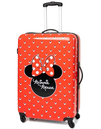 Disney Minnie Mouse Koffer für Erwachsene & Kinder | Kabine kleine mittlere oder große Optionen Gepäcktasche | Frauen Mädchen Rotes Hard-Cover-Tragegepäck für Reisen von Disney