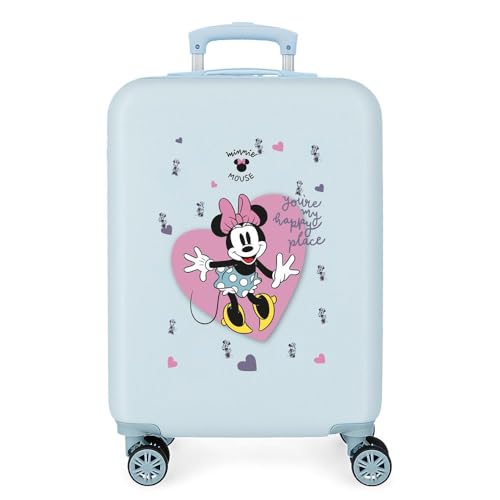 Disney Minnie My happy place Kabinenkoffer Blau 38x55x20 cm Starres ABS Seitliches Zahlenschloss 34L 2 kg 4 Doppelräder Handgepäck von Disney