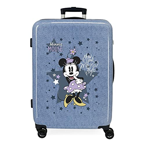 Disney Minnie Style Blue Medium Koffer 48x68x26 cm Starres ABS Integrierter TSA-Verschluss 70L 3 kg 4 Doppelrollen von Disney