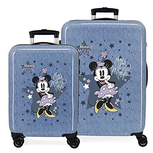 Disney Minnie Style Blue Koffer Set 55/68 cm starres ABS seitliches Zahlenschloss 104L 6 kg 4 Doppelrollen Handgepäck von Disney