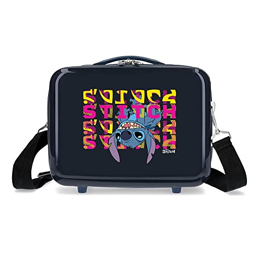 Disney Stitch Naughty Face Down Blauer anpassbarer Kulturbeutel, 29 x 21 x 15 cm, starres ABS, 9,14 l, 0,8 kg von Disney