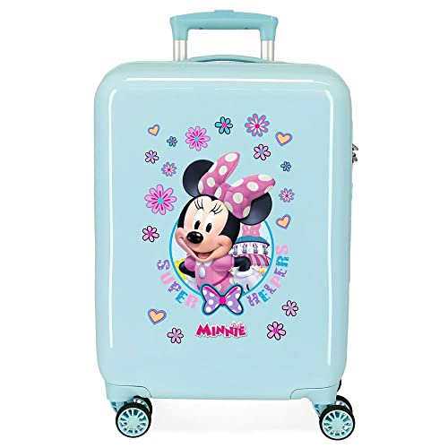 Joumma Disney Minnie-Helper-Kabinenkoffer, Kinderkoffer, aus ABS, einem robusten Material, Vier multidirektionale Doppelrollen, seitlicher Kombinationsverschluss, türkis, 38x55x20 cms, Koffer von Disney