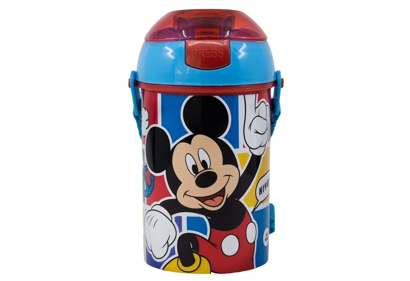 Disney Trinkflasche Disney Mickey Maus und Donald Wasserflasche, Flasche mit Trinkhalm Gurt 450ml von Disney