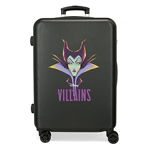 Disney Villains Maleficent mittelgroßer Koffer, Schwarz, 46 x 65 x 23 cm, starres ABS, seitliches Zahlenschloss, 56 l, 3 kg, 4 Doppelräder von Disney