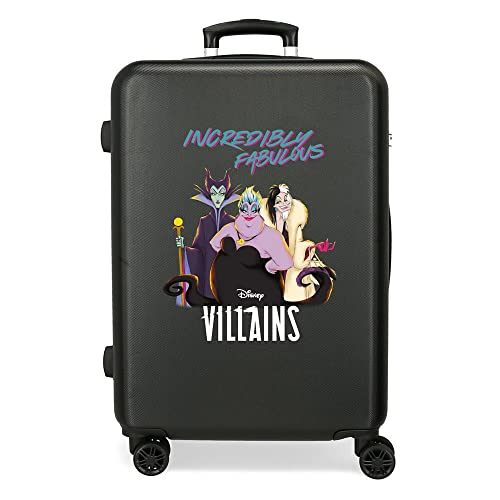 Disney Villains Unglaublich fabelhafter mittelgroßer Koffer, Schwarz, 46 x 65 x 23 cm, starres ABS, seitliches Zahlenschloss, 56 l, 3 kg, 4 Doppelräder von Disney