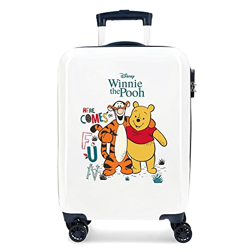 Disney Winnie The Pooh Kabinentrolley, weiß, 38 x 55 x 20 cm, Hartplastik, seitlicher Kombinationsverschluss, 34 l, 2 kg, 4 Räder von Disney