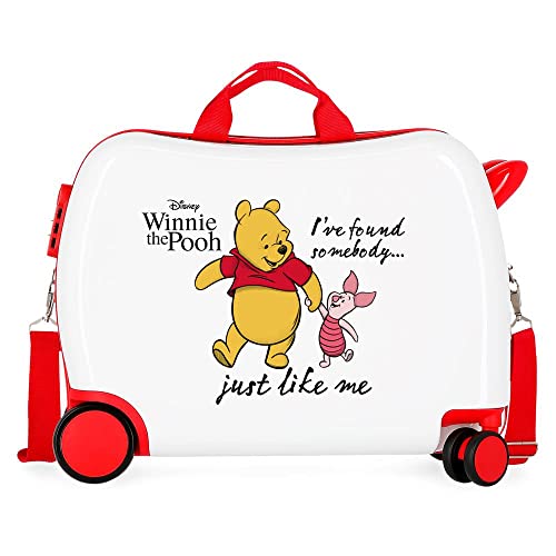 Disney Winnie The Pooh Kinderkoffer, weiß, 50 x 39 x 20 cm, Hartplastik, seitlicher Kombinationsverschluss, 34 l, 1,8 kg, 4 Räder von Disney