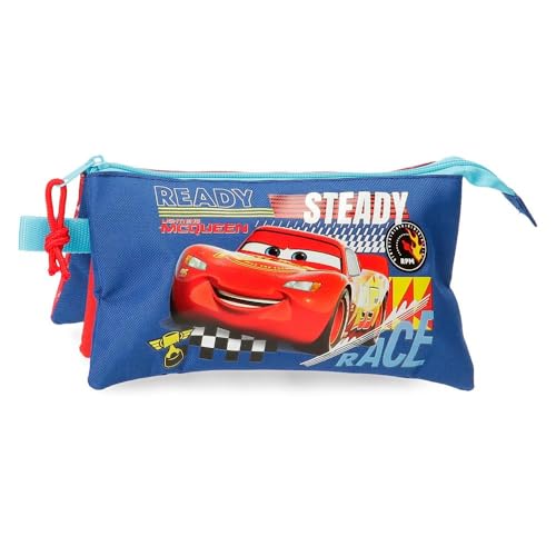 Joumma Disney Cars Lets Race Dreifach-Federmäppchen, Rot, 22 x 12 x 5 cm, Polyester, L, rot, Dreifaches Federmäppchen von Disney