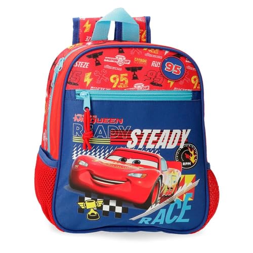 Joumma Disney Cars Lets Race Vorschulrucksack, anpassbar an Trolley, Rot, 23 x 28 x 10 cm, Polyester, 6,44 l, rot, Vorschulrucksack, anpassbar an den Kinderwagen von Disney