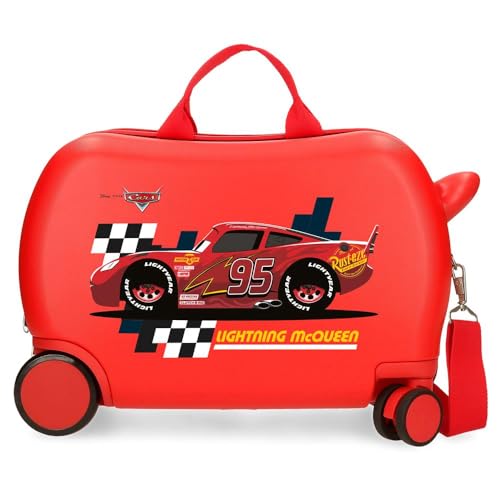 Joumma Disney Cars Lightning McQueen Kinderkoffer, Rot, 45 x 31 x 20 cm, Harter ABS-Kunststoff, 24,6 l, 1,8 kg, 2 Räder, rot, kinderkoffer von Disney