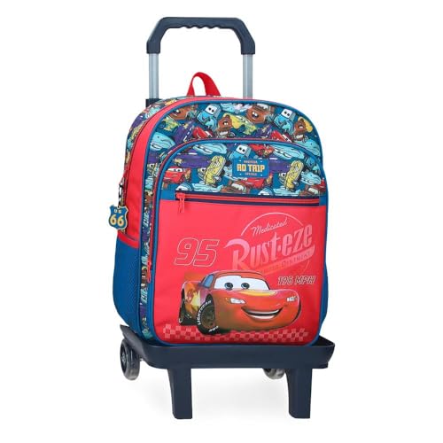 Joumma Disney Cars RD Trip Schulrucksack mit Trolley, rot, 30 x 38 x 12 cm, Polyester, 13,68 l, rot, Schulrucksack mit Trolley von Disney